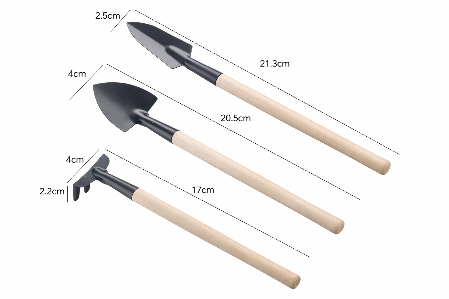 Juego de 3 mini herramientas para jardineria